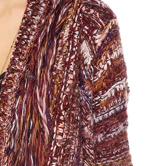 New FREE PEOPLE XS Burgandy fringe Cardigan - Picture 7 of 8